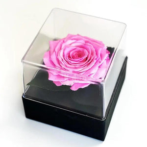 Trandafir Criogenat roz Ø7-8cm in cutie cadou 10x10x11cm - Kdeco.ro