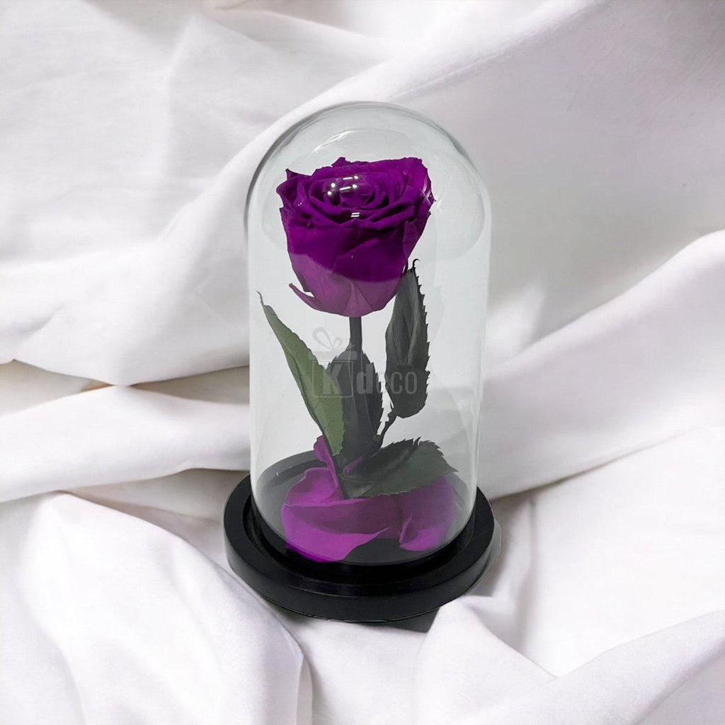 Trandafir Criogenat XL Purpuriu Deschis în Cupolă de Sticlă, Ø6,5cm, Cadou Ideal pentru Ocazii Speciale - Kdeco.ro