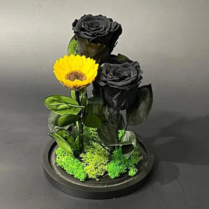 Trandafiri Criogenati negrii si Floarea Soarelui Criogenata - Kdeco.ro